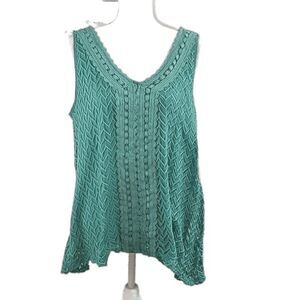 French Connection, Lined Mint Green Crochet Top- XL